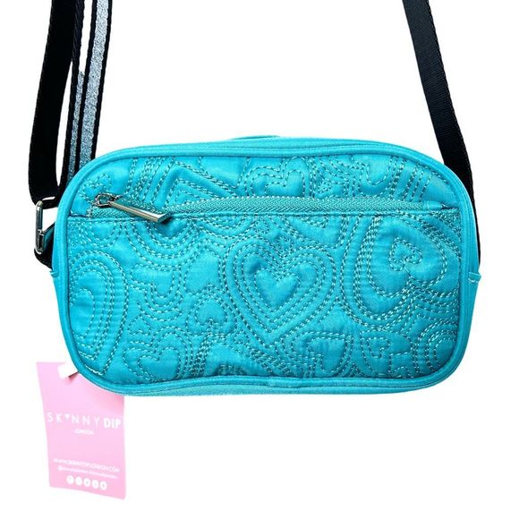 SkinnyDip London Millie Hearts Nylon Turquoise Camera Bag - 8" x 5" x 3” - Picture 3 of 6